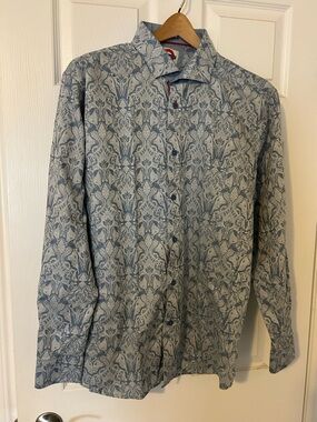 Men's Jermyn & Bond Blue Floral Pattern Dress Shirt